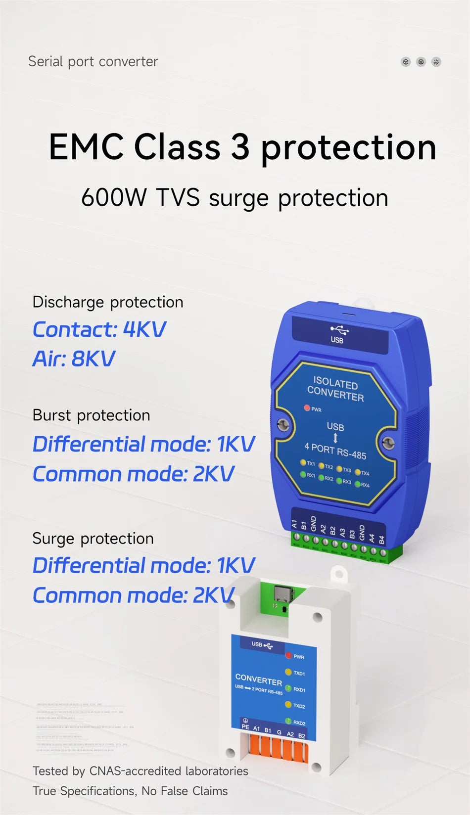 USB To RS485 RS422 RS232 TTL Industrial Converter CDSENET E810-U Series FT232 3.3/5V Power Signal Isolation Type-C
