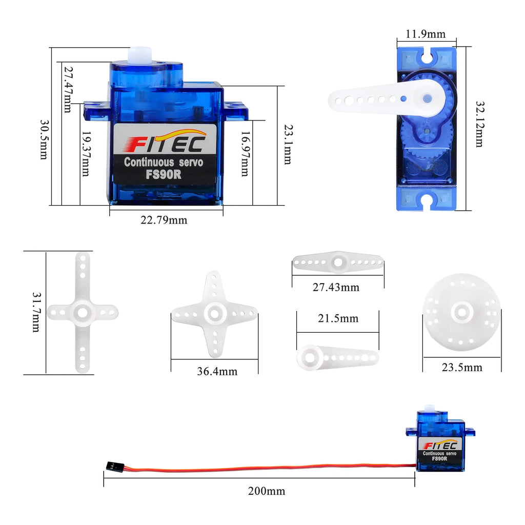 Feetech FS90R RC Servo 1.5KG 4.8-6V 360 Degree Continuous Rotation Micro Motor Wheel for Smart Robot Microbit RC Car Boat Drones