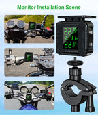 Extractme Tire Pressure Monitoring System Colorful Display Wireless TPMS Motorcycle Solar Charge Tyre Temperature Alarm Sensor