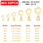 O-type Ground Lugs Terminal Cold-Pressed Copper Tab Wiring Nose Wire Lugs Crimp Wire Connector Eyelets Cable Connection Clamp