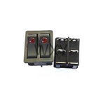 2Pcs KCD2 Double Boat Rocker Switch 6 Pin On-Off Position with Green Red Lights 20A 125VAC/16A 250V - Black No Light Option