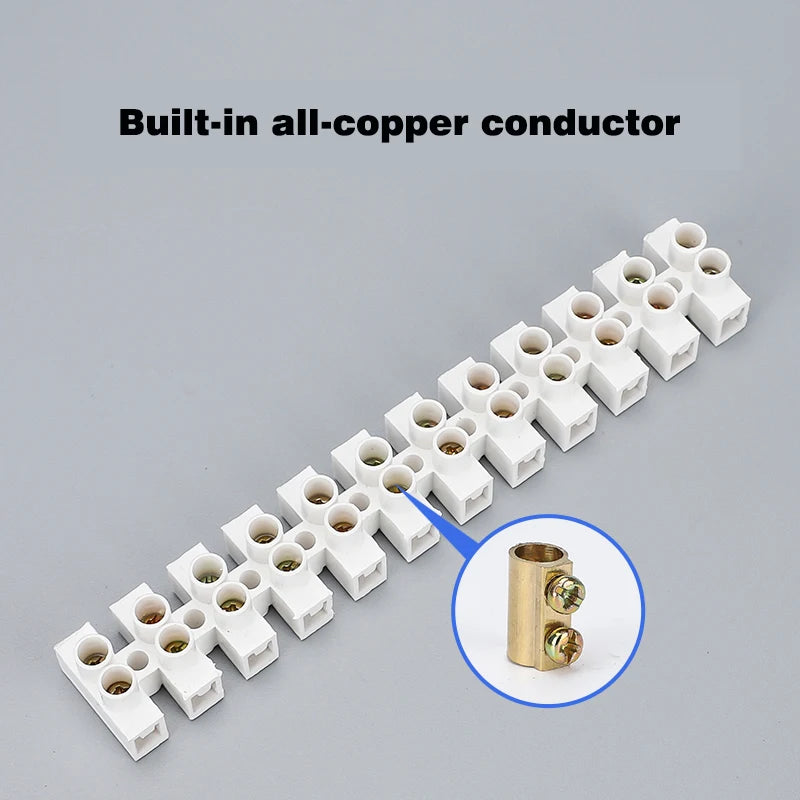 10Pcs 12 Position Electrical Wire Connector Retardant X3-1012 20A 30A Terminal Blocks Barrier Terminal Strip Plastic Terminal