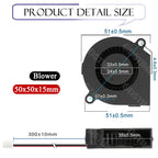 Gdstime Blower 5015 Fan 24V 50x50x15MM Turbo Fan 50MM Dual Ball Brushless Cooler Fan 8500RPM High Speed for 3D Printer Part