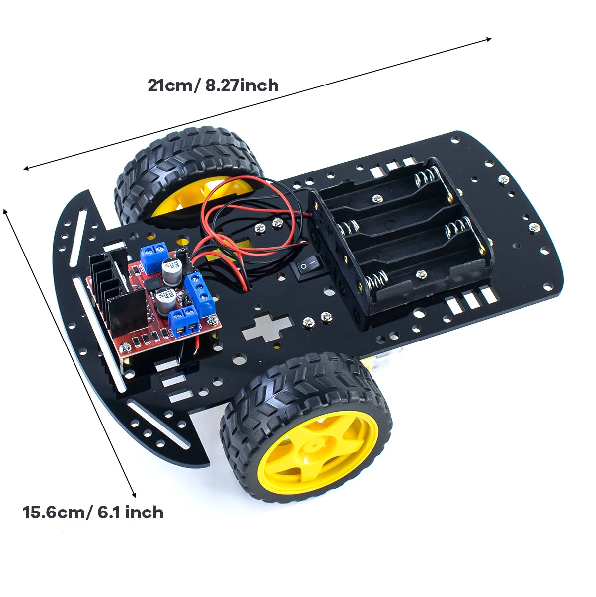 2-Wheel Smart Robot Car Chassis Kit with L298N Motor Driver Board, Complete Robotics Chassis Set