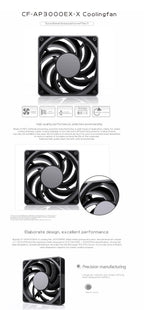 Bykski 120mm Fan Use for Water Cooling Radiator Computer PC Case 3008RPM Heatsink  Support PWM  CF-AP3000EX-X / CF-RBW3000EX-X