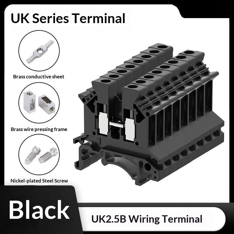 【CCA】10Pcs UK 2.5 Terminal Block UK2.5B Screw Connection Connect Strip 2.5B 2.5mm² Cable Electrical Din Rail Wire Connectors