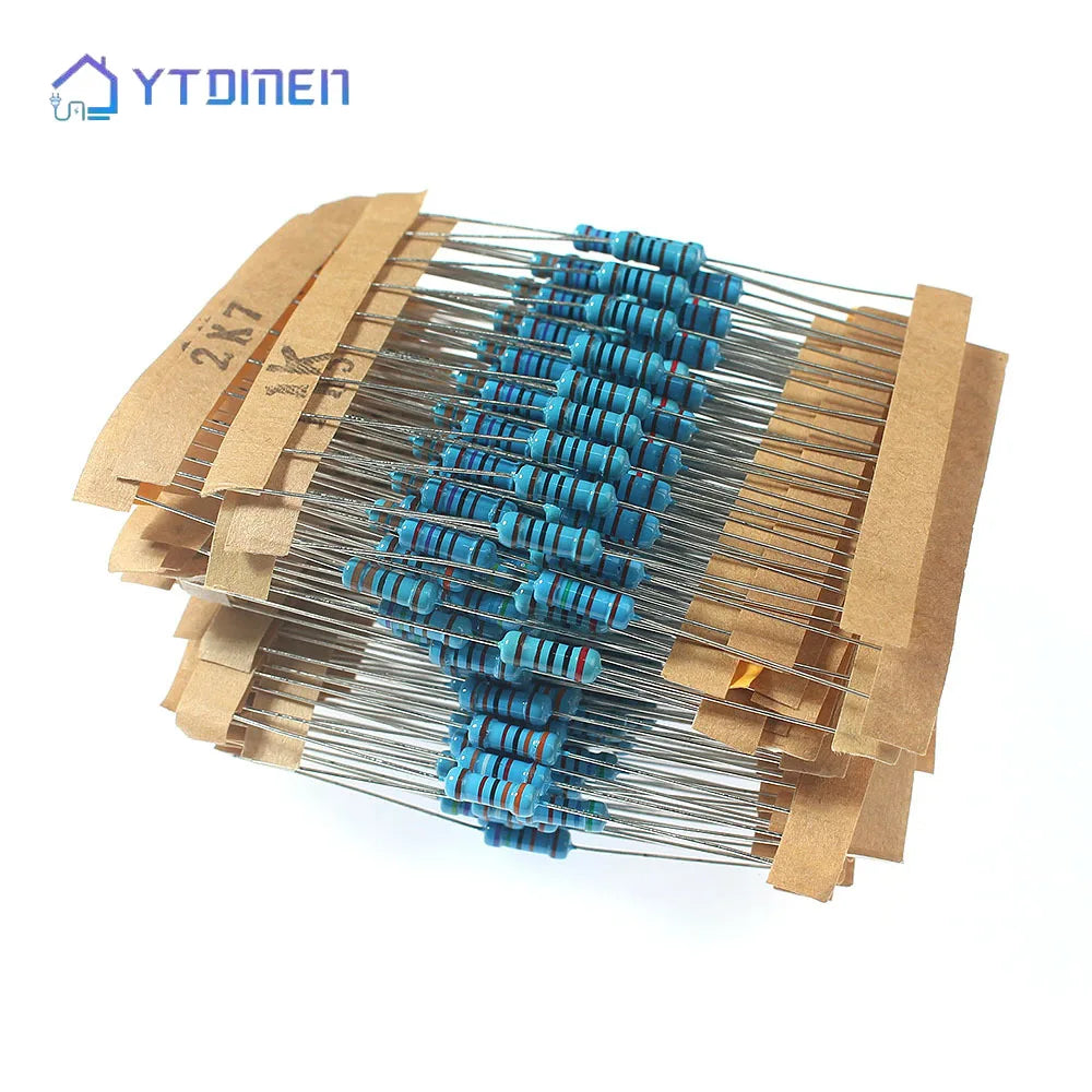 300PCS Metal Film Resistor Set 1/2W 1W 30 Values 0.1R~750R 1K~820K High Precision 1% Assortment Kit for Electronics Repair