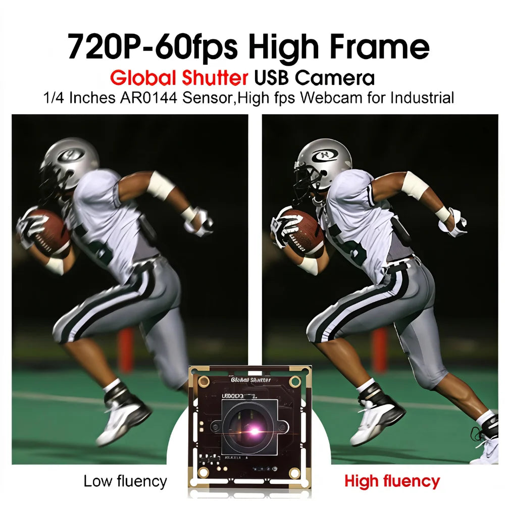 ELP Global Shutter USB Camera 60fps 720P HD AR0144 Sensor UVC Plug Play Industrial Webcam for Fast Moving Barcode Scanner Drone