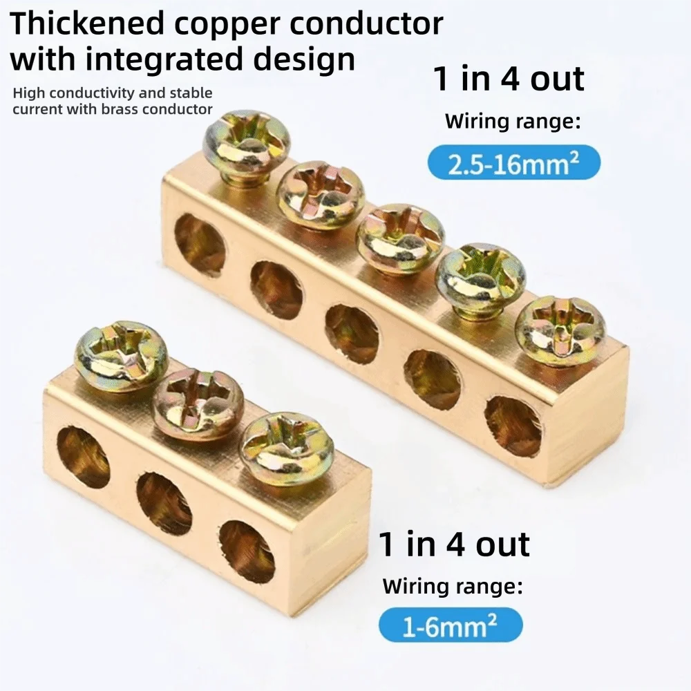 New Conductor Brass High Power Splitter Large Current Universal Quick Terminal Block Terminal Blocks Electrical