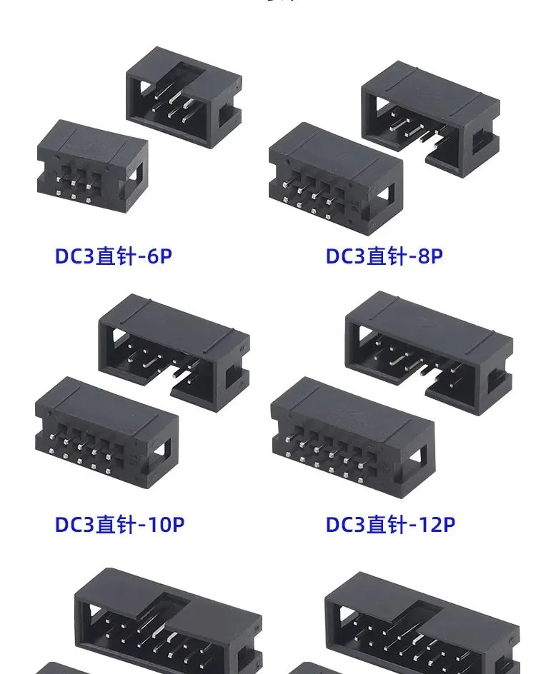10Pcs Pitch 1.27mm 2.0mm 2.54mm Male Socket Straight IDC Box Headers PCB CONNECTOR DOUBLE ROW DC3 HEADER DIP 6/10/20/26/34/40Pin