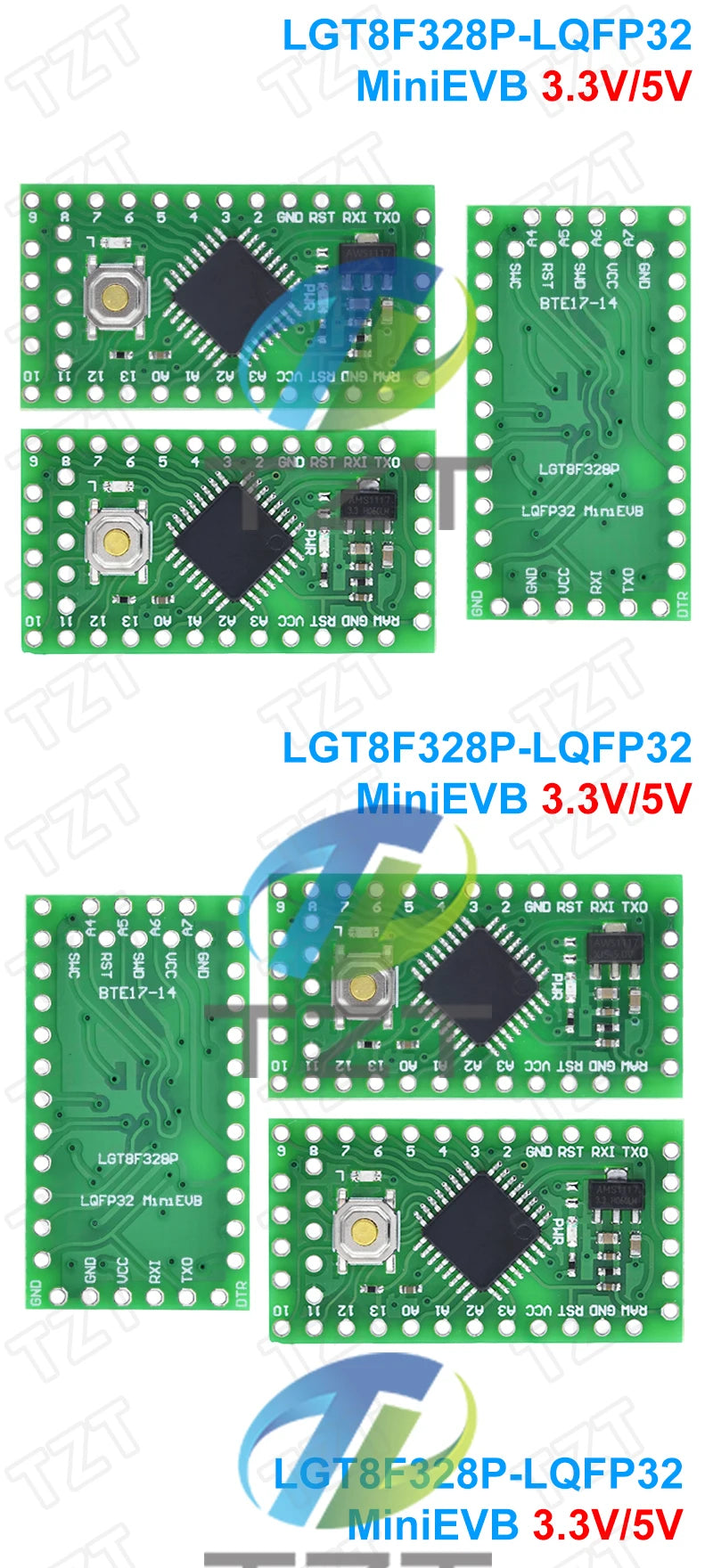TZT LGT8F328P LQFP32 MiniEVB 3.3V / 5V Replaces Pro Mini ATMEGA328P Fully Compatible For Arduino USE HT42B534-1 Driver