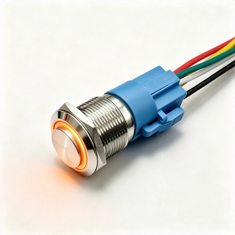 12/16/19/22mm Metal Push Button IP66 Waterproof Self Reset Latching Red LED 1NO1NC Plug Terminal 5V 12V 220V Control Switch Blue