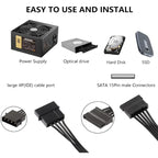 Molex 4 Pin Male to SATA Female Power Supply Cable,15 Pin SATA Power Splitter Converter Adapter Cable Hard Drive HDD SSD Cable