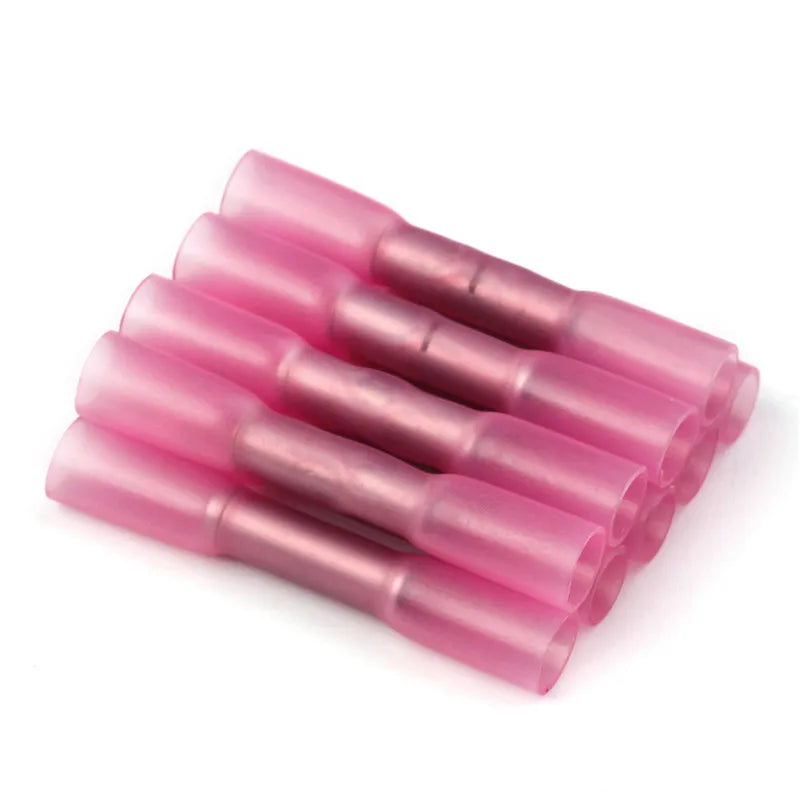 500/1000PCS Red Heat Shrink Connectors Insulated Waterproof Crimp Terminals Seal Butt Electrical Wire Connector 22-18 AWG