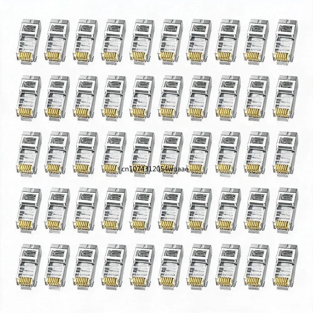 10/50/100Pcs Pass Through RJ45 Cat6 Shielded Connectors Crystal End Gold-Plated 8P8C Crimp UTP Ethernet Modular Plug