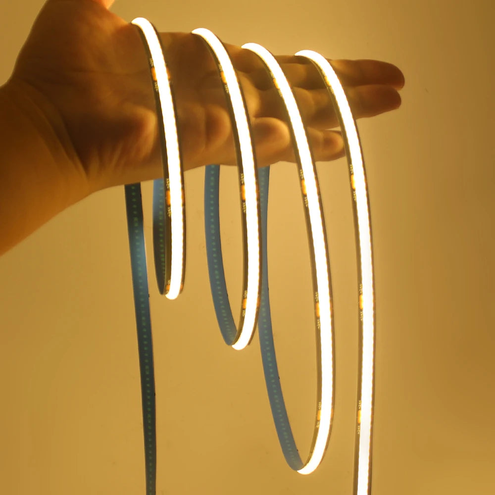 12V 24V COB LED Strip Light 3000K 4000K 6000K Black PCB 320LED/m High Density Lighting for Kitchen Cabinets Flex Tape RA90 IP30