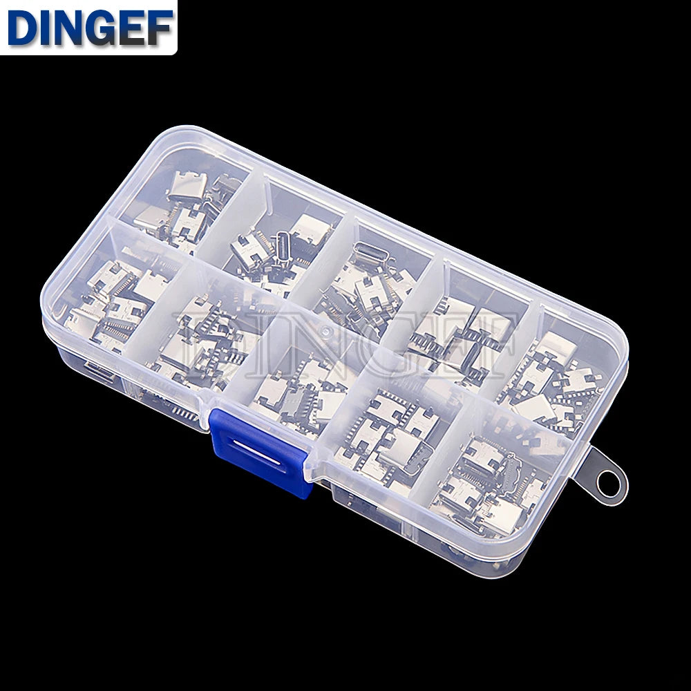 100Pcs Type C USB Charging Jack Welding Connectors USB-C Socket For Mobile Phone PCB DIY Repair Kits