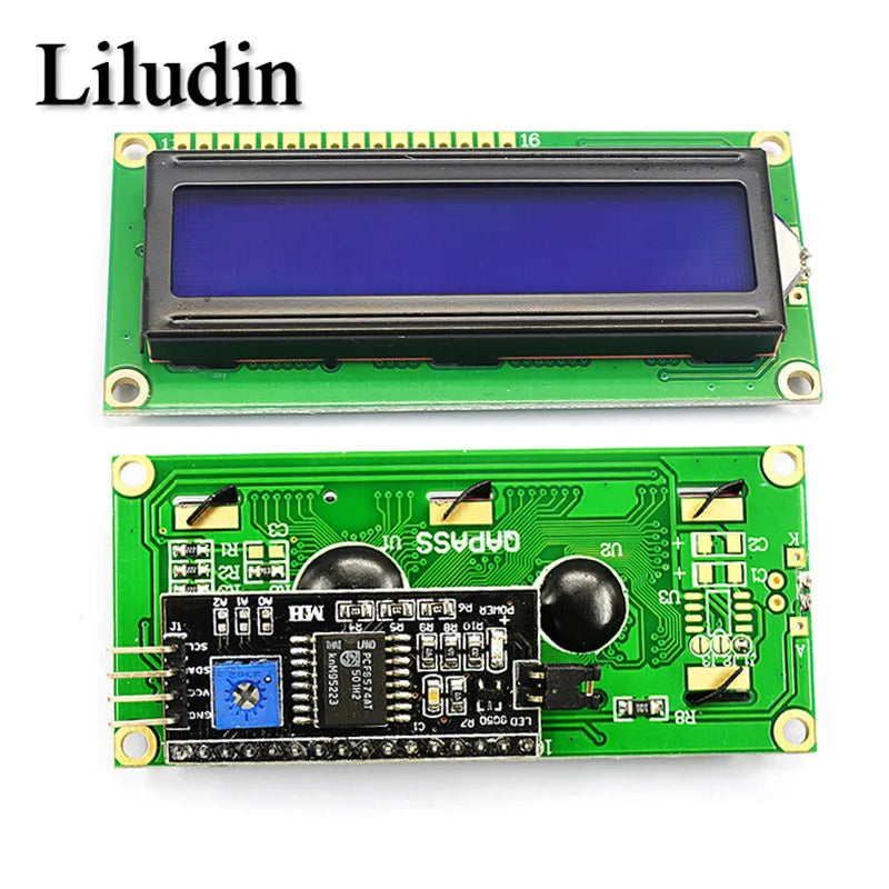 LCD1602 1602 LCD Module Blue / Yellow Green Screen 16x2 Character LCD Display PCF8574T PCF8574 IIC I2C Interface 5V for Arduino