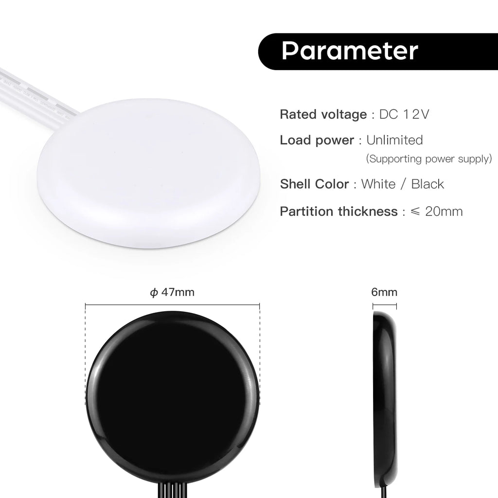 DC12V-24V Penetrable 25mm Wooden Panel Glass LED Light Touch Switch 60W Hidden Dimmer Sensor Switch For Closet Cabinet Lighting