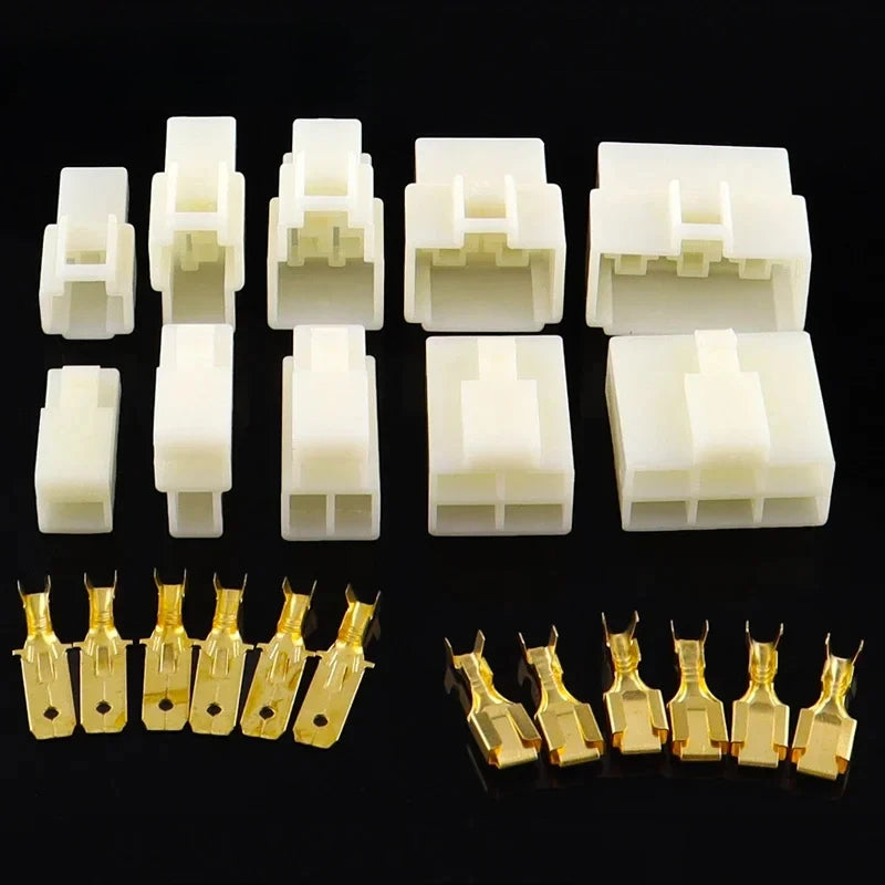 1Set 6.3mm 1/2/3/4/6/8P Automotive Male Female Electrical Connector Cable Terminal Plug Kit for Motorcycle Ebike Car Wiring