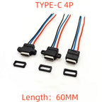1/5 PCS TYPE-C 4P Waterproof Injection Molding with Data USB Female Seat Extension Cable About 60MM with Fixing Hole