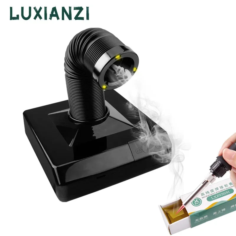 LUXIANZI 220V Tabletop Solder Iron Smoke Absorber With LED Light ESD Fume Extractor Filter Screen Smoking Instrument