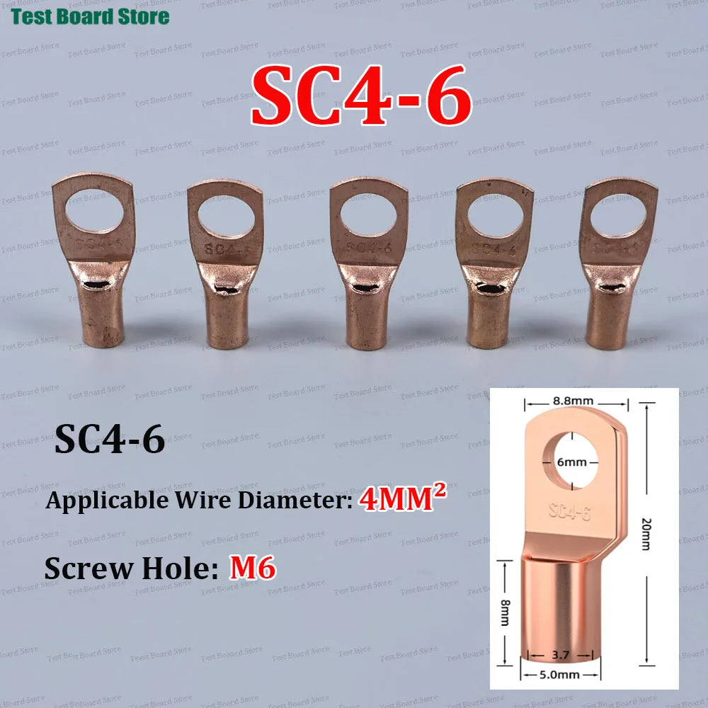 10/20/50pcs Copper Lug Ring Wire Connectors Bare Cable Electric Crimp Terminal SC4-4 SC6-6  SC10-6 SC10-8 SC16-6 SC25-8 SC25-10