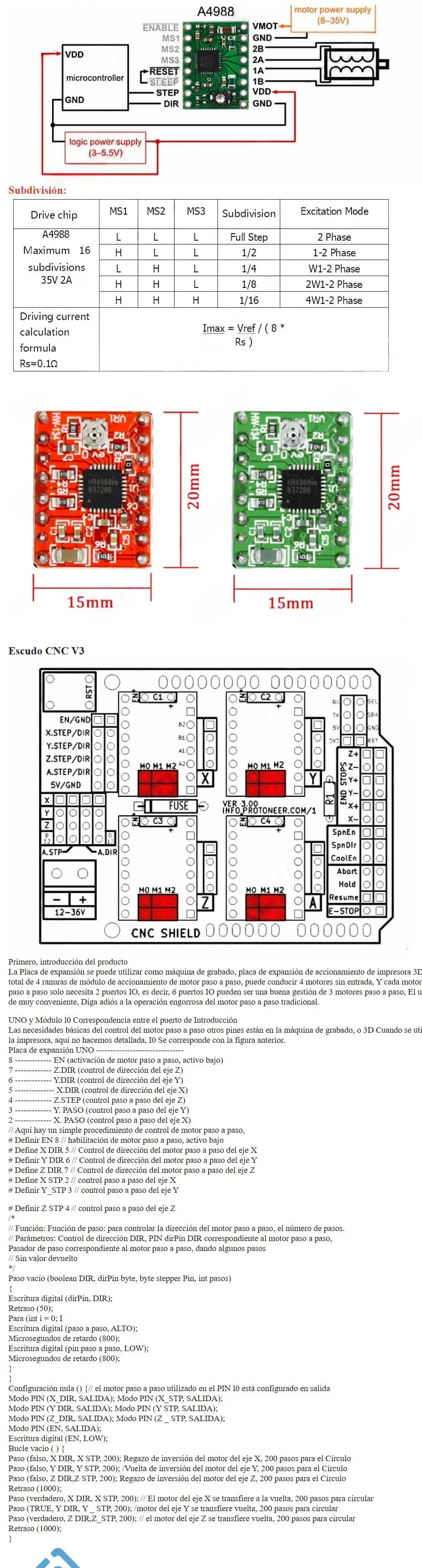 CNC Shield V3 Engraving Machine / 3D Printer / + 4pcs A4988 / 4pcs DRV8825 Stepper Motor Driver For Arduino