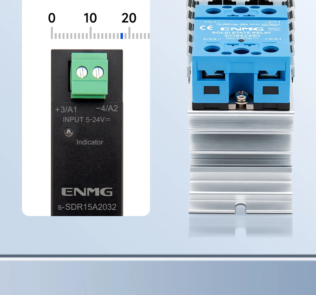 ENMG 18mm Ultra-Thin Solid State Relay Single-Phase 5-24VDC DC Control AC with Integrated Heat Sink for Electronics