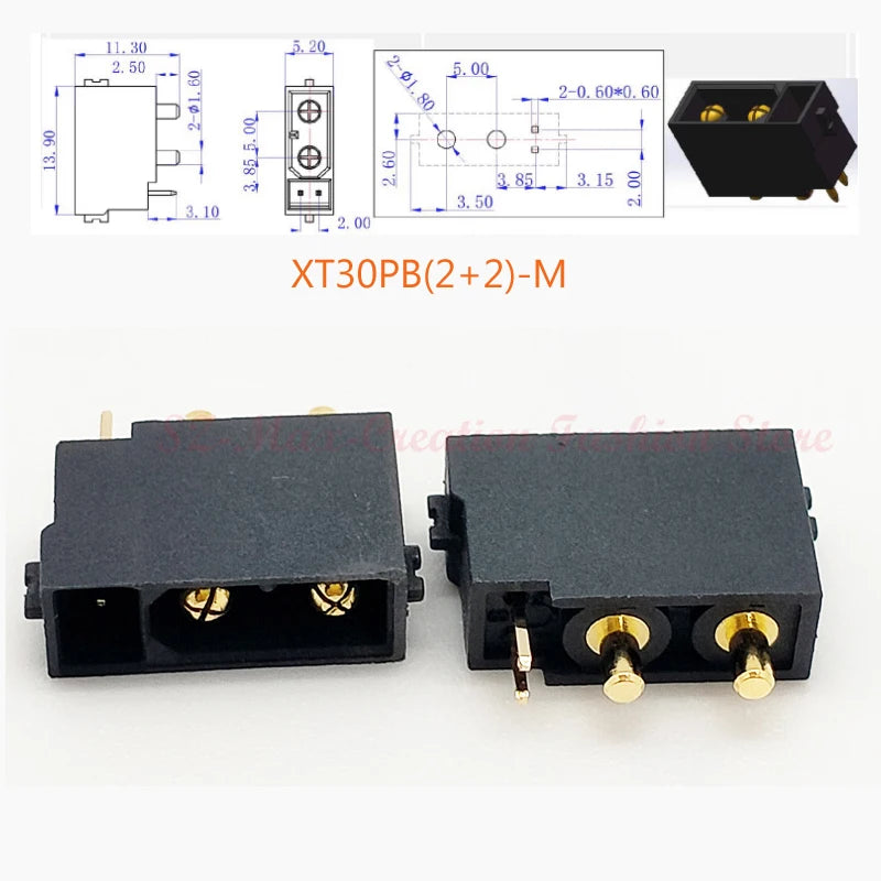 5/10/20Pairs Original Amass XT30(2+2)  XT30PB(2+2) Male Female Gold Plated Plug with Signal Pin for RC Drone Aircraft Car
