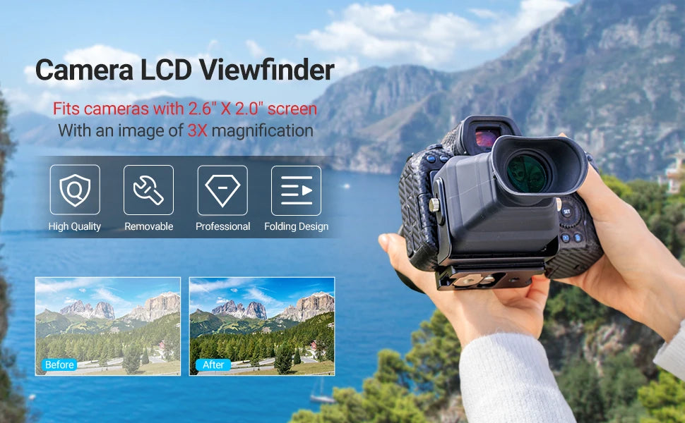 JJC 3X LCD Viewfinder Camera Extender Eyecup Eyepiece Collapsible Fit 3.0' Screen for Nikon Z30 Sony ZV-1 RX100 Fuji X-T30 III