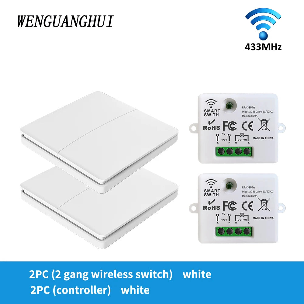 SIXWGH Smart Wireless Switch RF433Mhz Self-Powered Push Button Wall Panels Remote Controller Light Switch Waterproof Wall Switch
