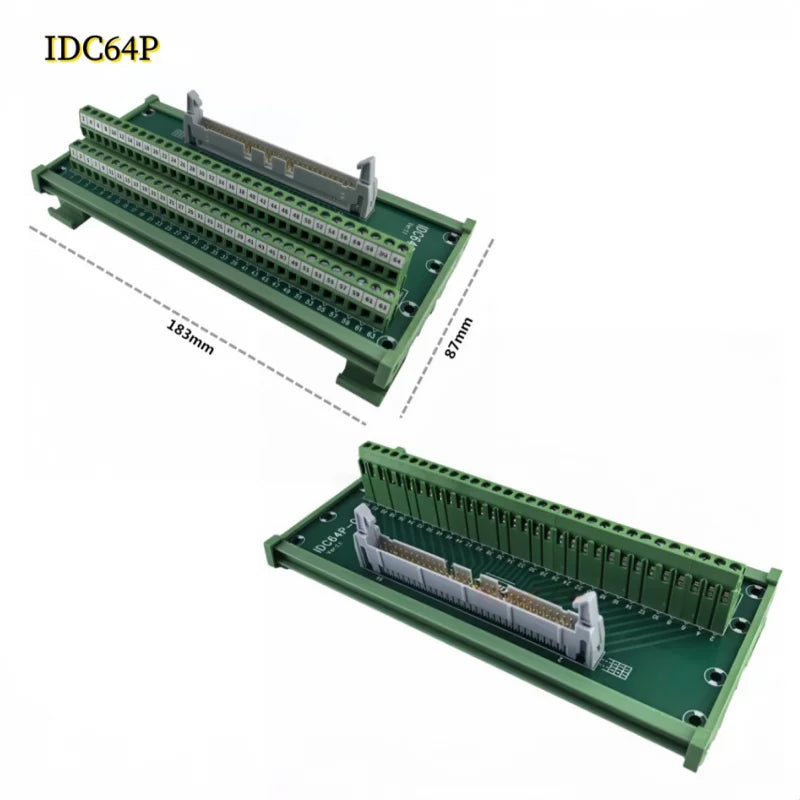 IDC10P/14P/16P/20P/26P/30P/40P/50P/60P/64Pin DC-2 To Terminal Block Breakout Board Adapter PLC Relay Terminals DIN Rail Mounting