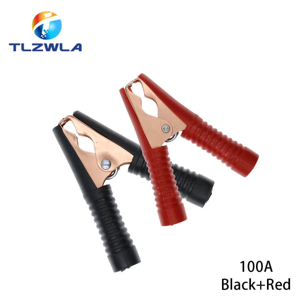 2PCS 30A 50A 100A Car Alligator Clips Battery Clamps Crocodile Clip Red Black Positive Negative 75MM 80MM 90MM length Red Black