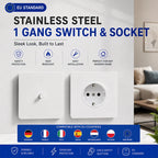 Toggle switch White stainless steel panel retro wall lamp switch AC110-250V 1 2 3 4 Gang 2 Way16A Universal wall light switch