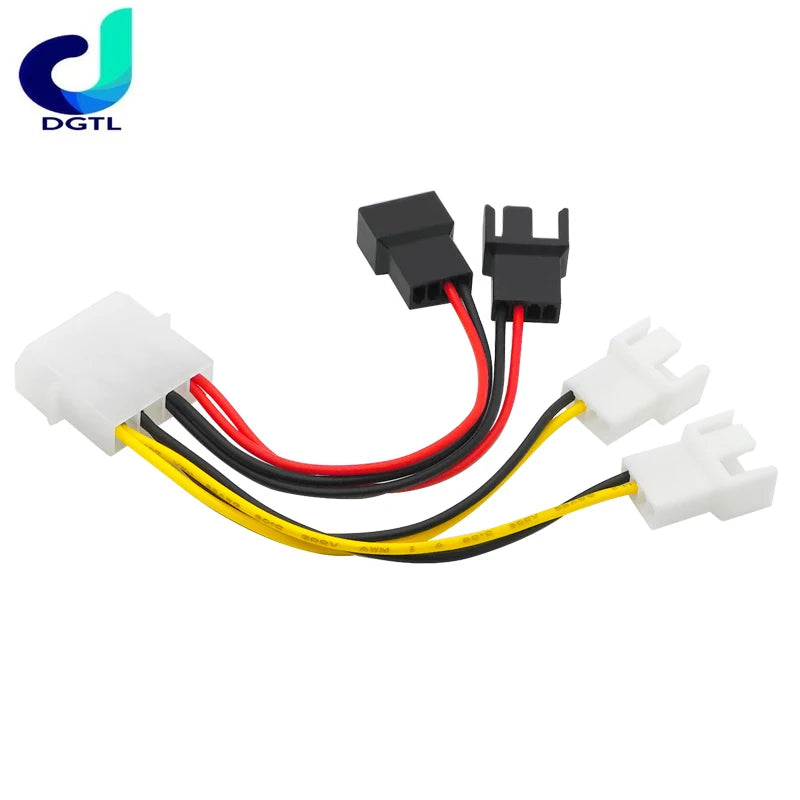 4-Pin Molex To 3-Pin Fan Power Cable Adapter Connector 12v*2/ 5v*2 Computer Cooling Fan Cables For CPU PC Case Fan Cable