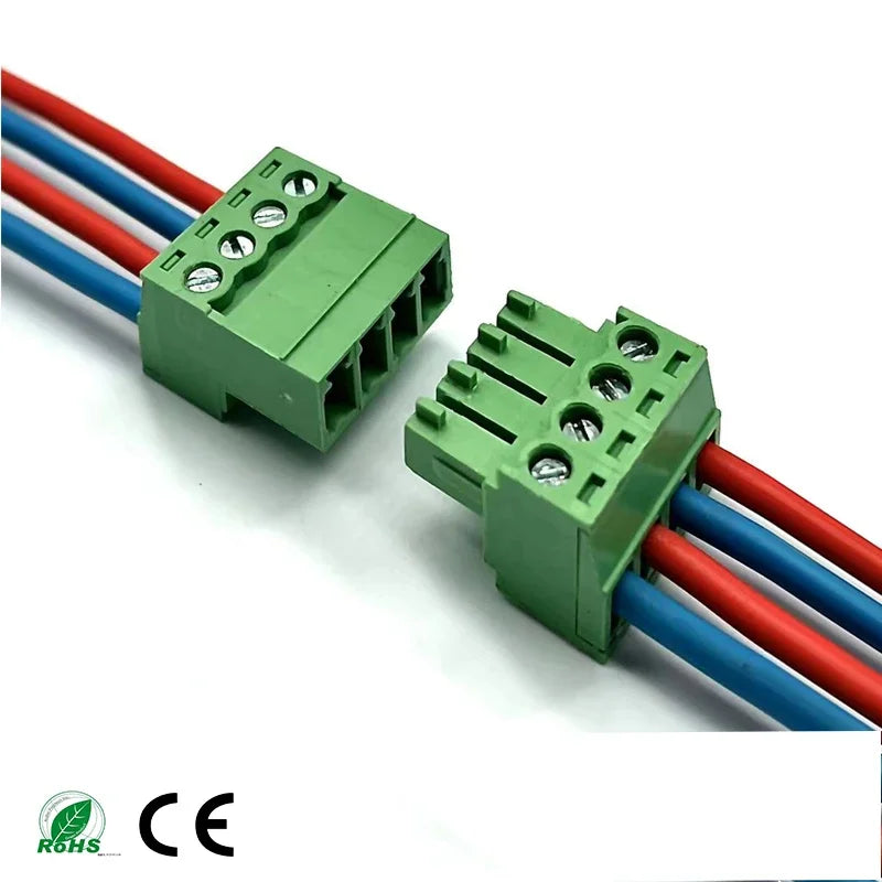 10pairs Aerial Butt Welding 2EDGRK 15EDGRK-3.81 3.5mm 2-24P Plugin Male Pin+Female Socket 28-16AWG Wire Screw Terminal Block
