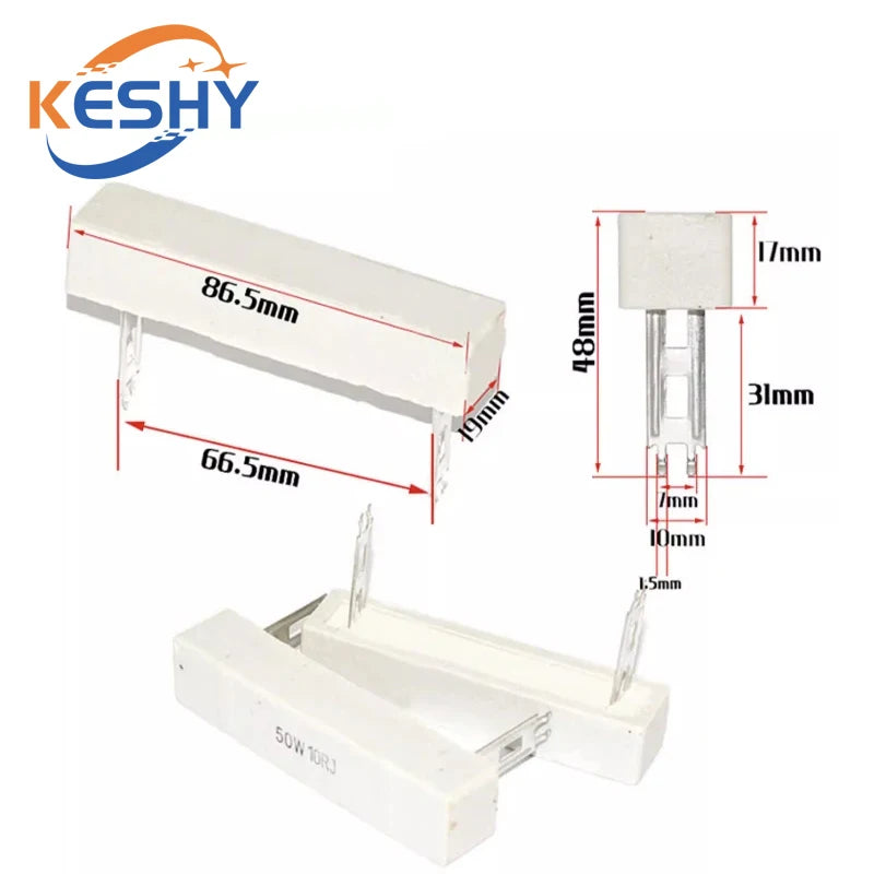 50W Ceramic Cement High Power Resistor 0.1~1K 0.2 0.22R 0.5 1 1.5 2 2.5 3 4 5 6 8 10 15 20 25 30 50 80 100 200 250 300 500 Ohm