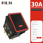 FILN 30A/220V Heavy Duty 4 Pin DPST IP67 Sealed Waterproof T85 Auto Boat Marine Toggle Rocker Switch with LED 12V 220V 30x22
