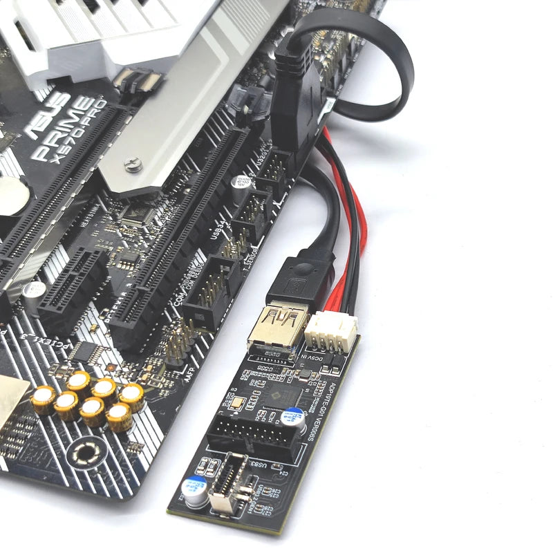 Header 19pin to Type E + 19Pin Motherboard 1 to 2 Splitter USB 3.0 Hub USB Adapter Conector USB 19Pin Connector Extension Cables