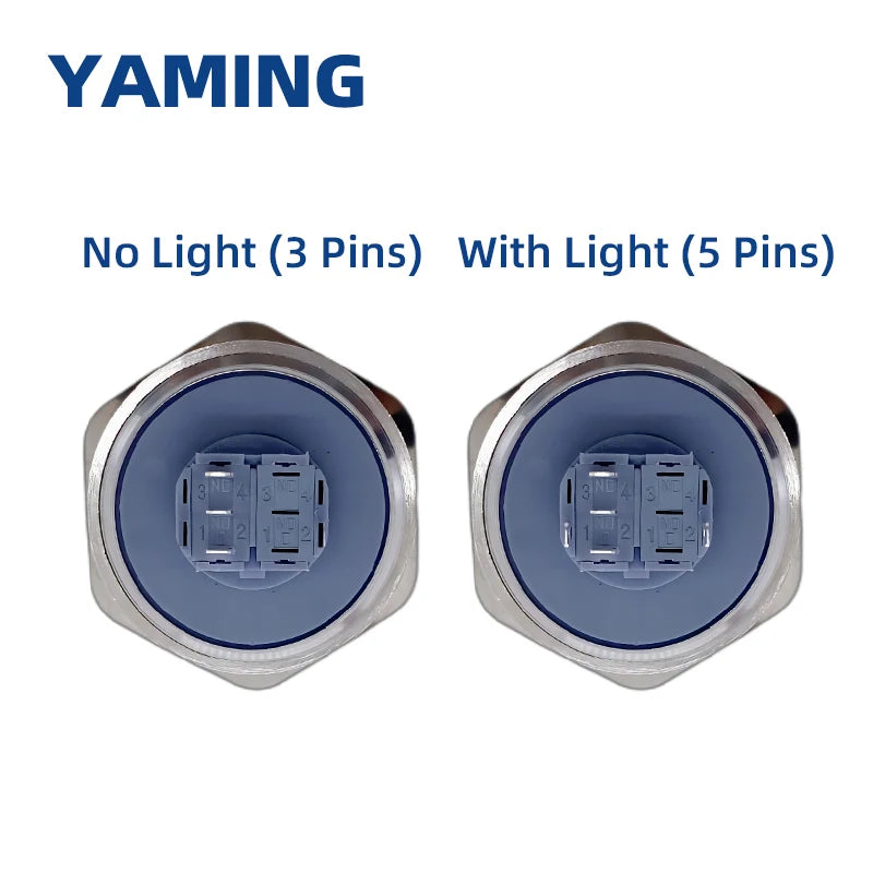 40mm Metal Push Button Switch 1NO 1NC Momentary Reset Latching Lock Ring Power Supply With Lamp Waterproof Stainless Steel