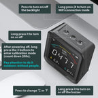 NDIR CO2 Meter Alarm Temperature Humidity Detector Indoor Air Quality Monitor Gas Analyzer with LCD Display USB Rechargeable
