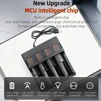 PHOMAX USB Charger 4 Slots Universal Smart Battery Charger Compatible with Multiple Sizes Including 18650 26650 18500 Batteries