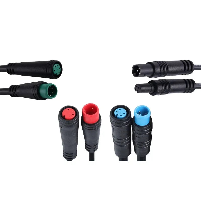 5/10/100PCS M6/M8 Ebike Sensor Connector 2/3/4/5/6P Male Female Display Connector 20cm Cable Straight/Butt Joint Connector IP65
