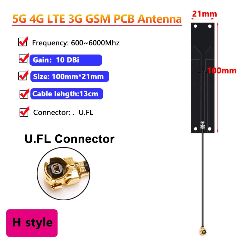 10PCS OEM Full Band 5G 4G LTE 3G GSM 600~6000Mhz WIFI built in PCB FPC Antenna Wifi antenna omnidirecational IPX/U.FL connector