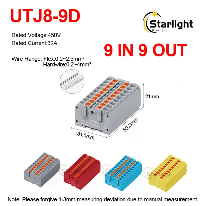 Distribution block PTFIX2.5mm² Wire Electrical Cable Connectors Plug-in Terminal Block  Splitter DIN-Rail Mounting Junction Box