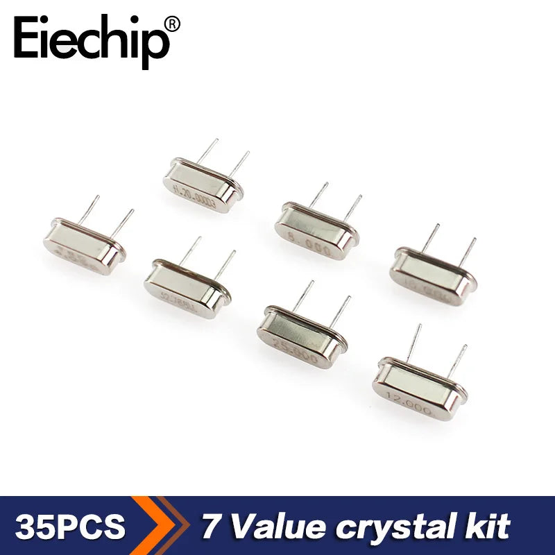 35/100/200PCS HC-49S Crystal Oscillator Kit Quartz Crystal Resonator Set 4Mhz 6Mhz 8Mhz 12Mhz 16Mhz 20Mhz 24Mhz 25MHz 48MHz