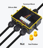 4Way 1In3Out IP68 Waterproof 4-14mm Solar Power Cord Exte LED Pool Lamp Outdoor Street Underground Light Wire Cable Junction Box