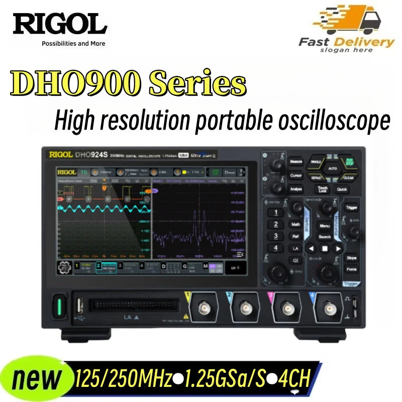 RIGOL DHO914/DH914S/DHO924/DHO924S 4 - Channel Digital Oscilloscopes 125MHz/250MHz 12 - Bit 1.25GSa/s 50Mpts Memory
