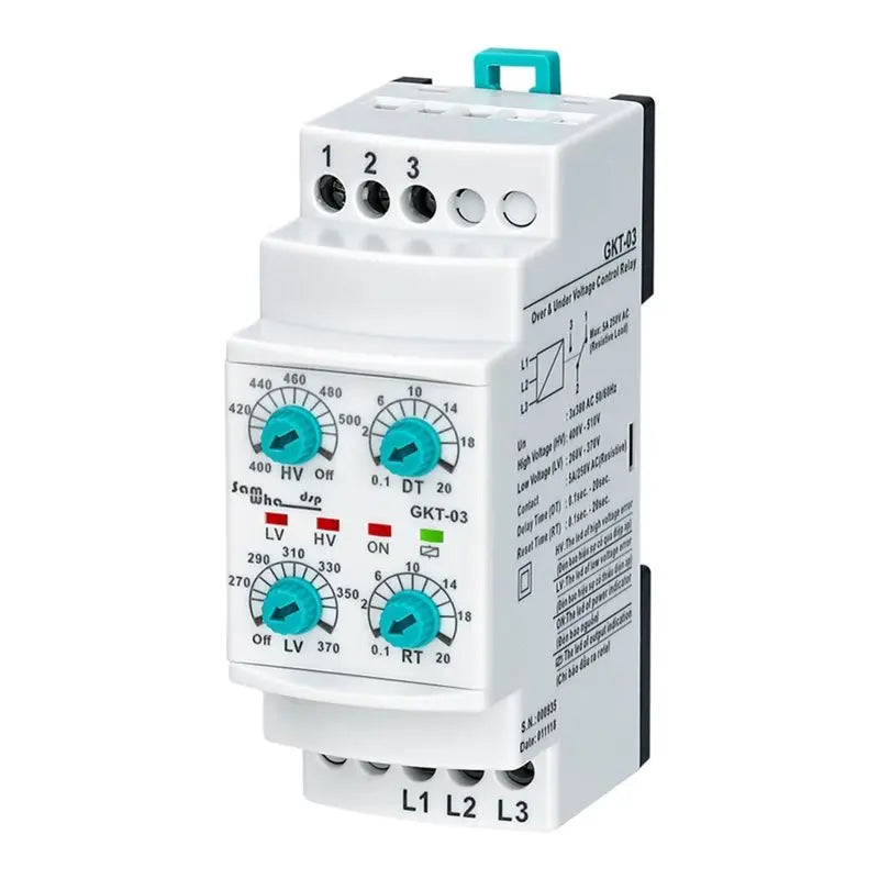 ABGR-GKT-03 Three Phase Under/Over Voltage Control Relay Module 3X380v AC 50/60HZ Non Neutral Protection Relay